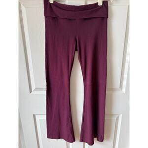 Victoria’s Secret PINK Foldover Flare Leggings Burgundy Yoga Pants M Y2K Revival